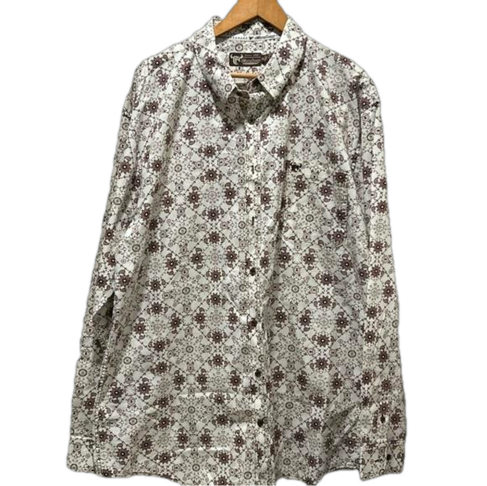 Cowboy hardware men’s long sleeve shirt size XXL CUC brown ..